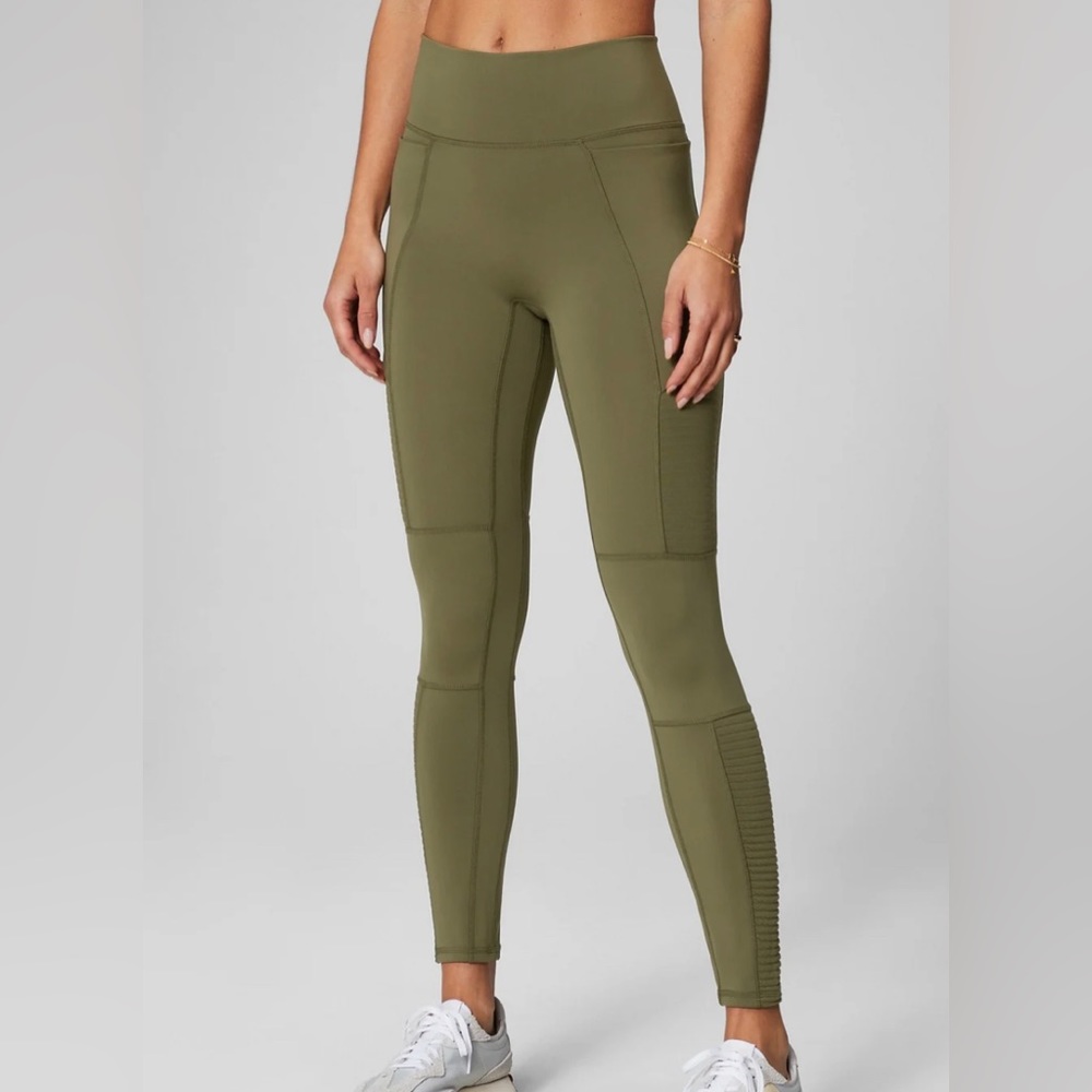 Fabletics Motion365+ high-waisted Moto legging size small in dark moss